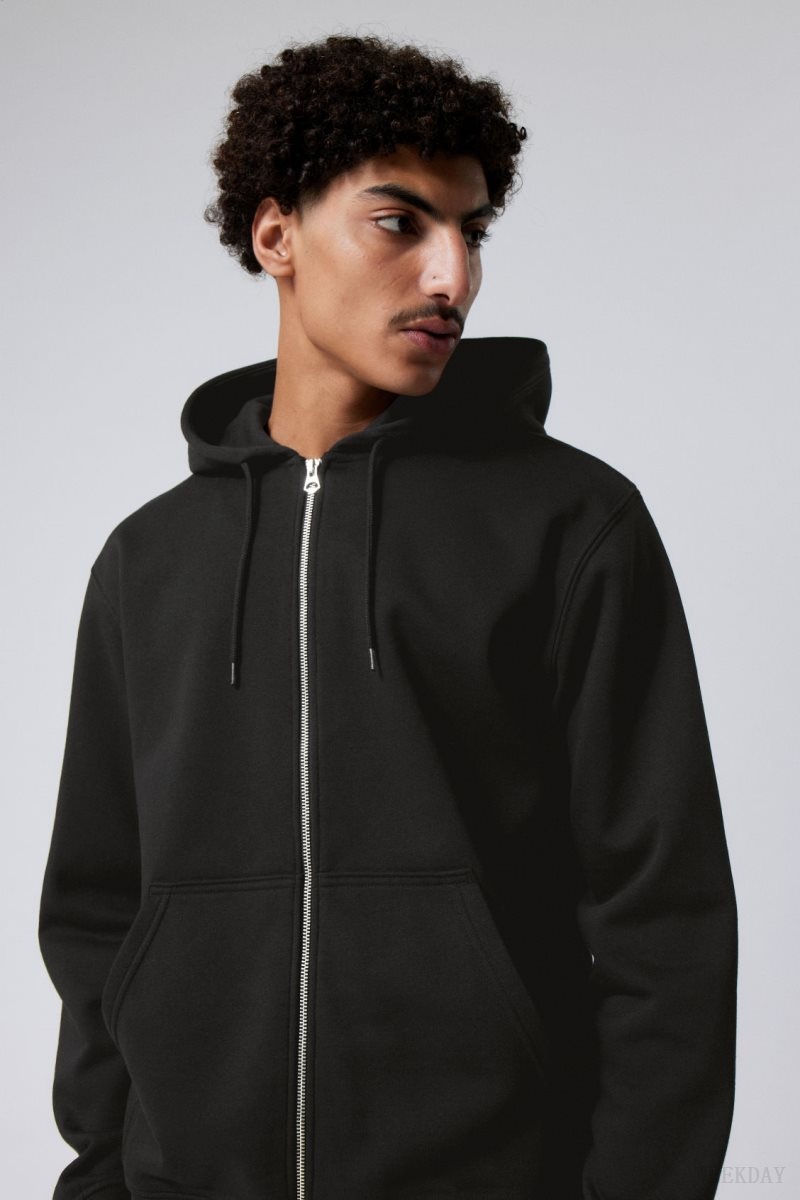 Weekday Standard Midweight Zip Hoodie 黒 | ZBOA8262