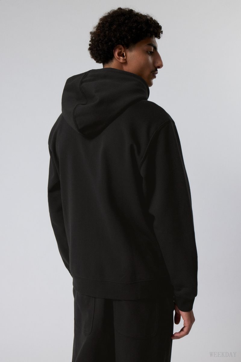 Weekday Standard Midweight Zip Hoodie 黒 | ZBOA8262