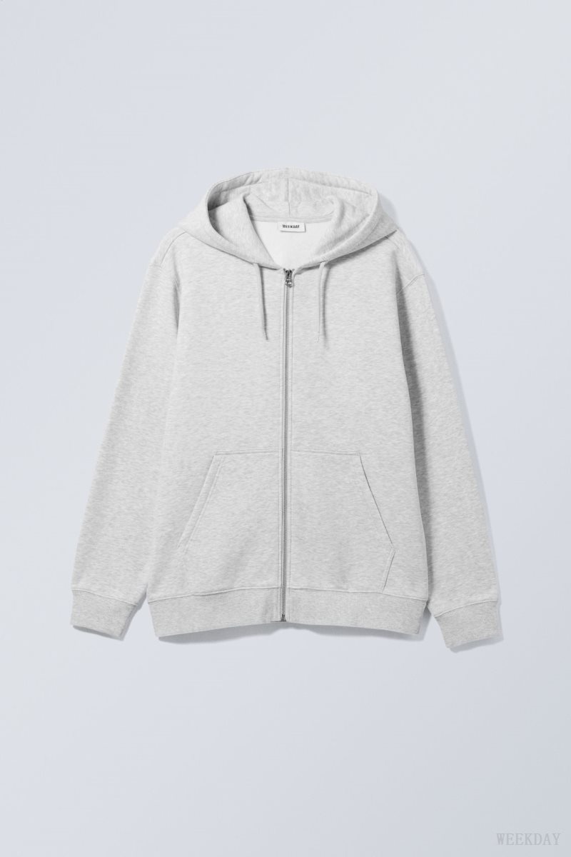 Weekday Standard Midweight Zip Hoodie グレー | KPLE0514