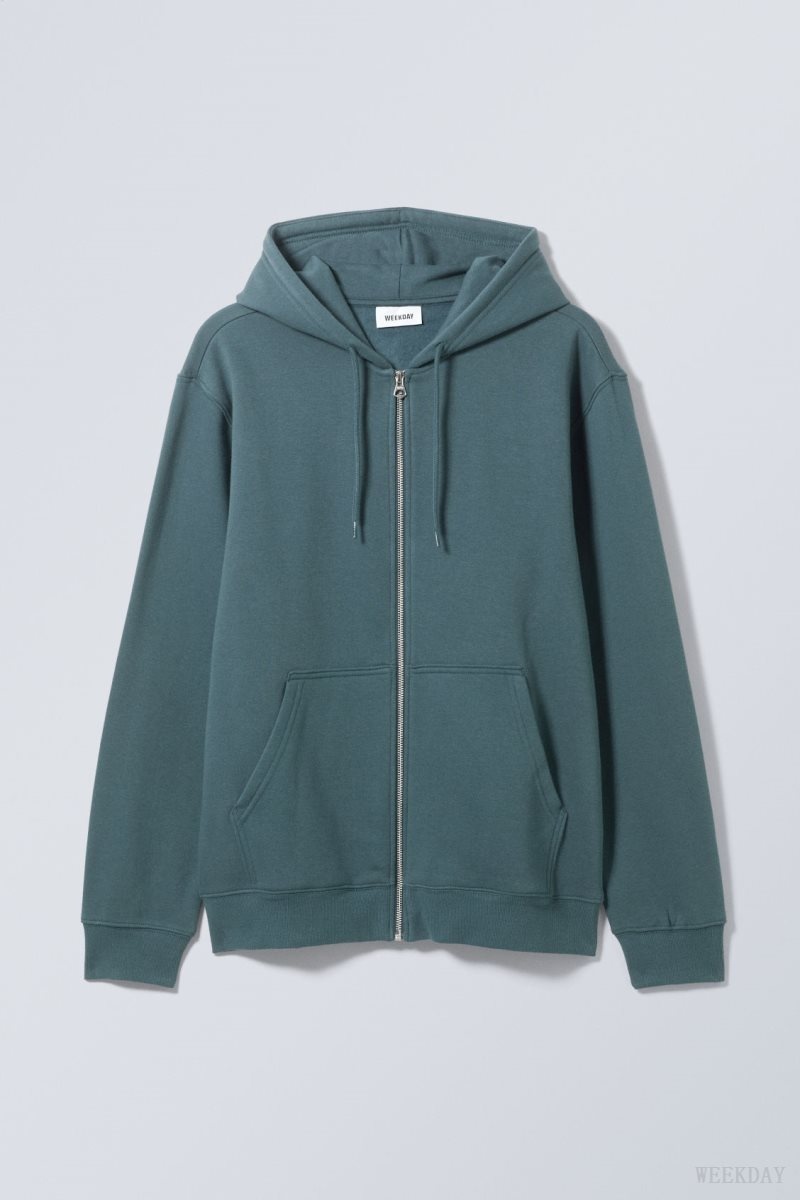 Weekday Standard Midweight Zip Hoodie 暗紺碧 | PHBT4331