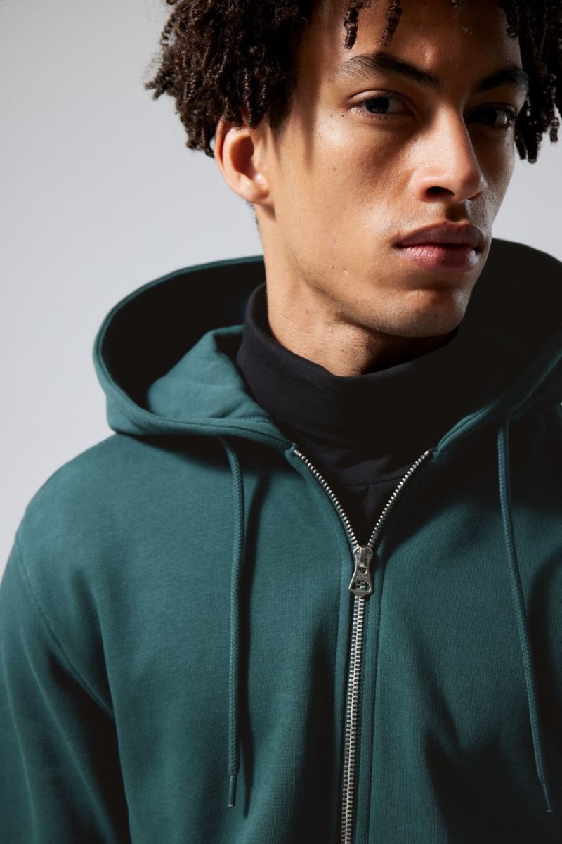 Weekday Standard Midweight Zip Hoodie 緑 | XKOA3480