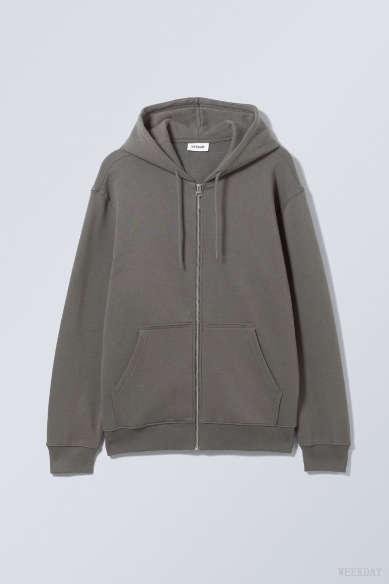 Weekday Standard Midweight Zip Hoodie 暗グレー | WQNY8328