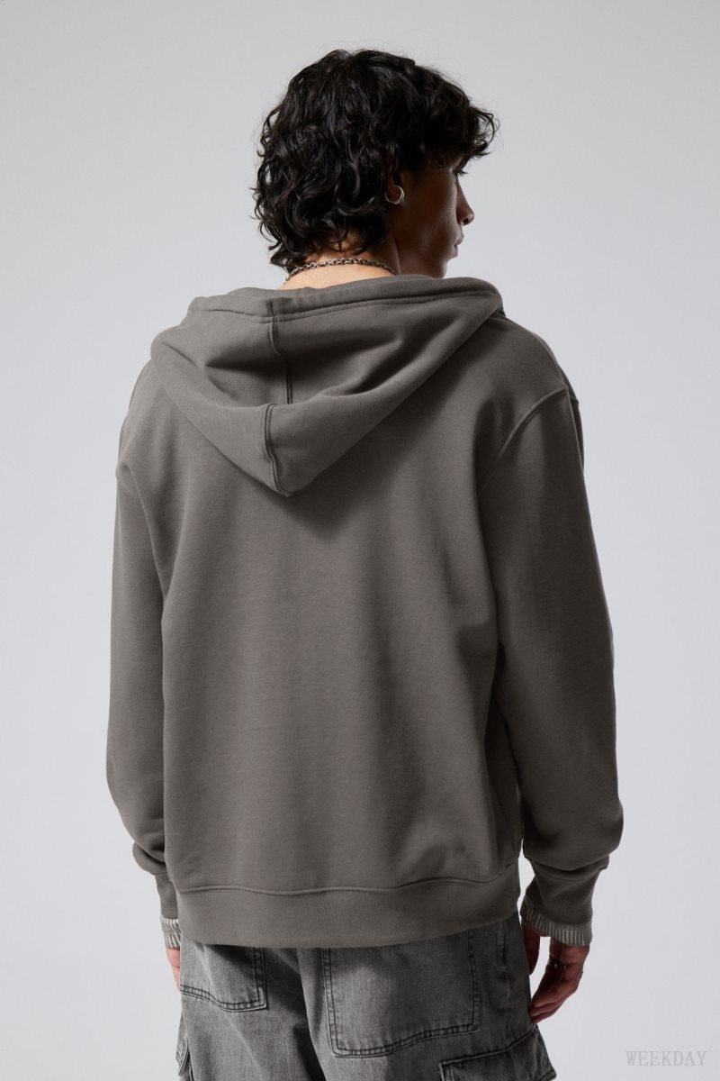 Weekday Standard Midweight Zip Hoodie 暗グレー | WQNY8328