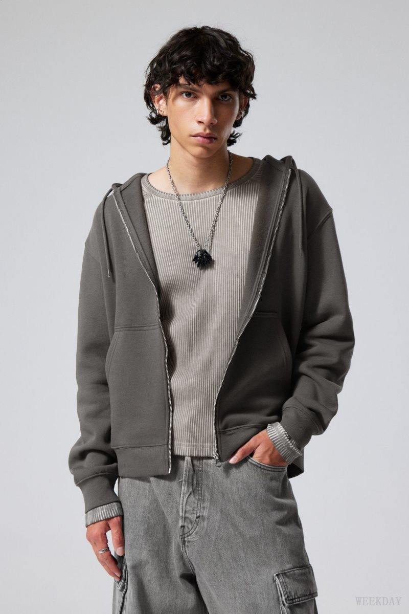 Weekday Standard Midweight Zip Hoodie 暗グレー | WQNY8328