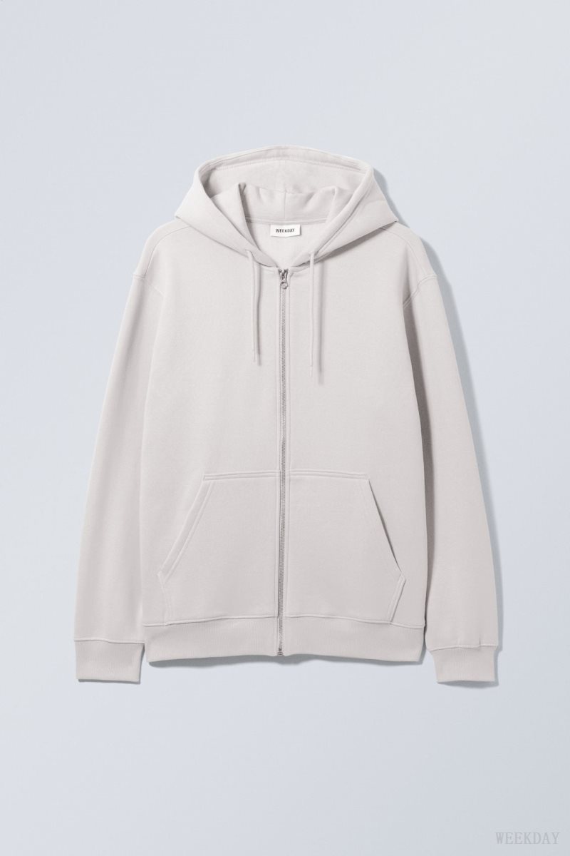 Weekday Standard Midweight Zip Hoodie ライトグレー | UZTX4602