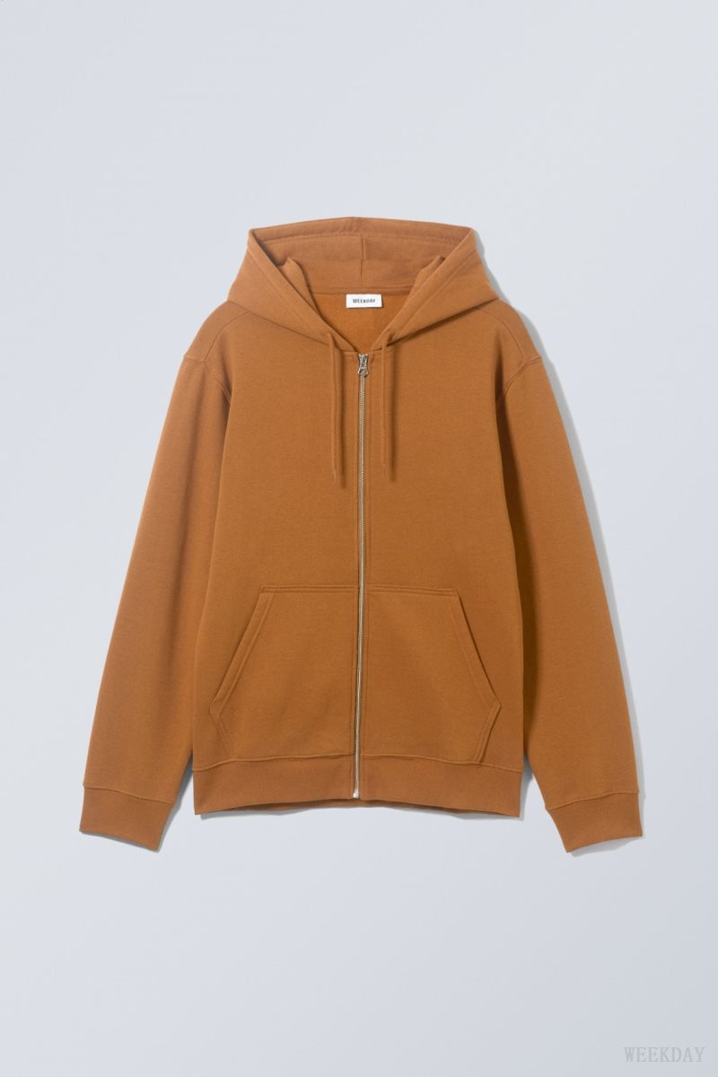 Weekday Standard Midweight Zip Hoodie ブラウン | BMQI5113