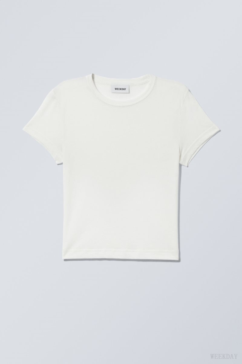 Weekday Tight Fitted T-shirt 白 | UDHL2358