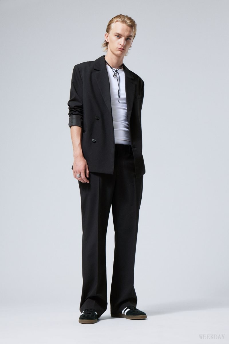 Weekday Travis Low Waist Suit Trousers 黒 | RWQU7530