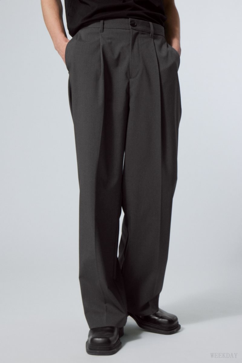 Weekday Uno Loose Suit Trousers 暗グレー | FHKC4218