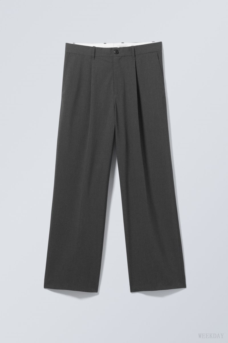 Weekday Uno Loose Suit Trousers 暗グレー | FHKC4218