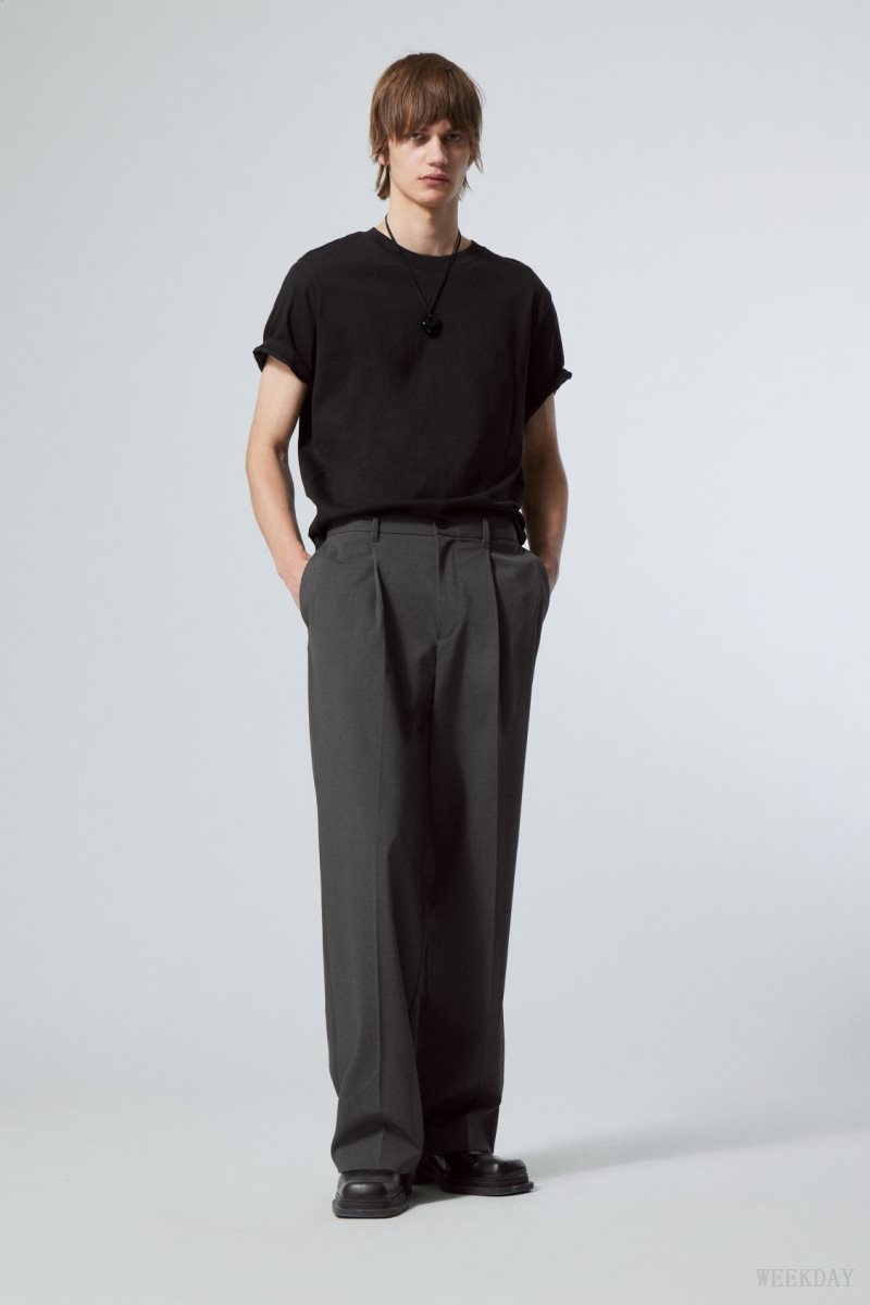 Weekday Uno Loose Suit Trousers 暗グレー | FHKC4218