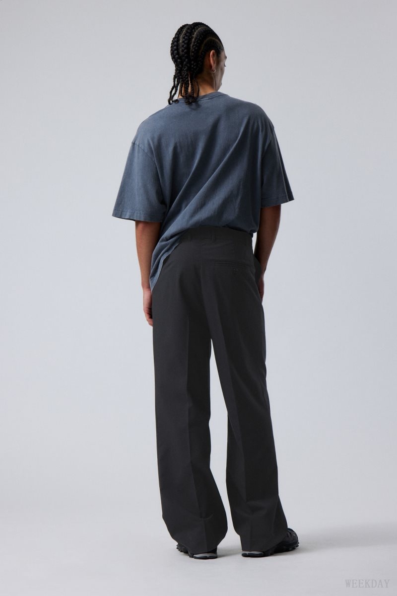 Weekday Uno Loose Suit Trousers 黒 | SGMJ2818