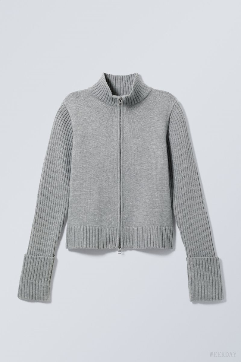 Weekday Winona Zip Cardigan グレー | OAPZ5865