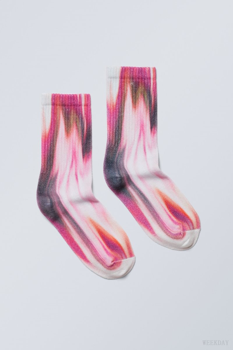 Weekday 運動 Printed Socks ピンク | BUQU8273