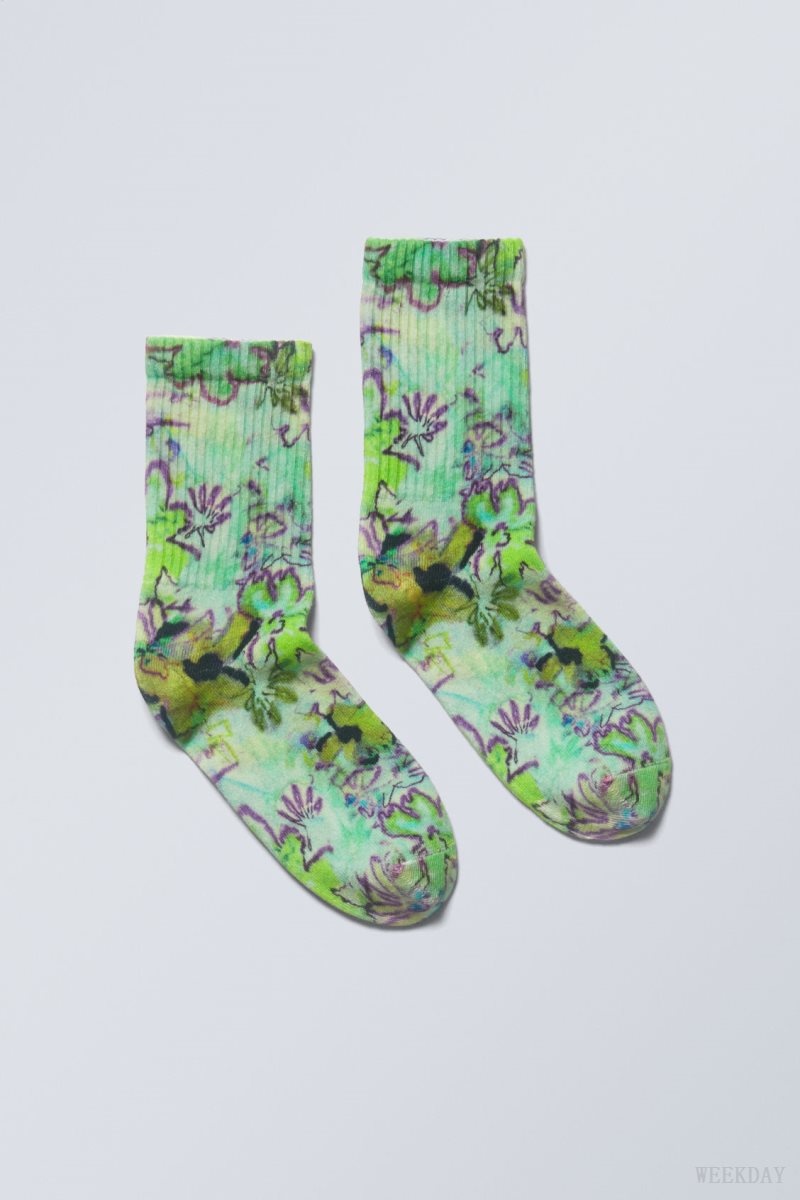 Weekday 運動 Printed Socks 花柄 | NTYF7117